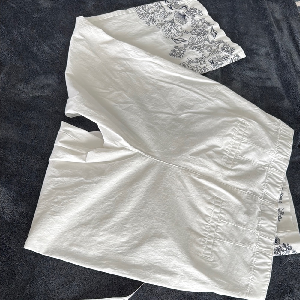 Chico's White Crops with Navy Blue Seashore Embroidery - Picture 6 of 8